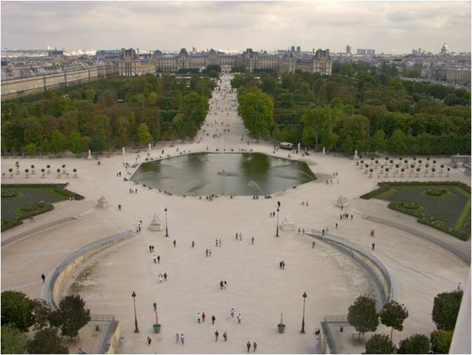 Tuileries Garden , stepped terraces to replace the distance between the Palace and the garden.[8]